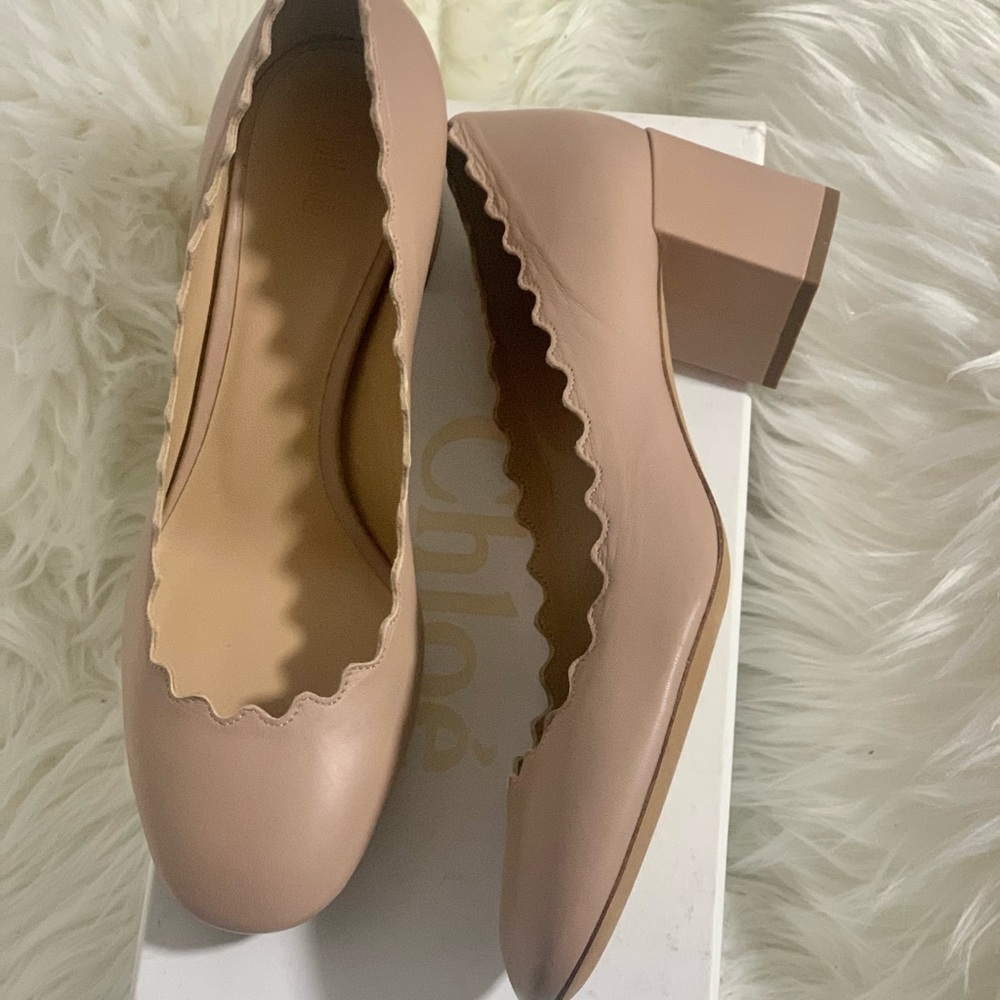 chloe lauren nude scallop heels